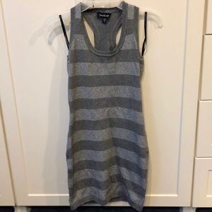 Grey and Silver Striped Knit mini dress